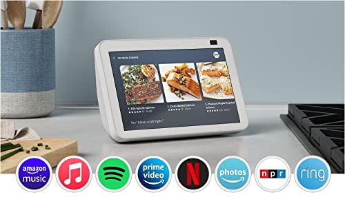 Echo Show 8 (2nd Gen, 2021 release) | HD smart display with Alexa and 13 MP camera | Glacier White