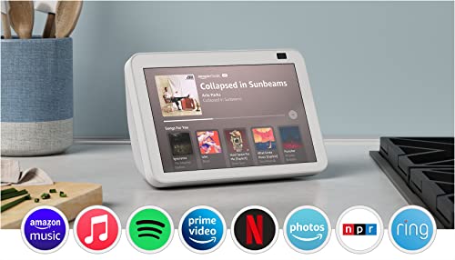 Echo Show 8 (2nd Gen, 2021 release) | HD smart display with Alexa and 13 MP camera | Glacier White