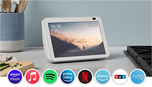 Echo Show 8 (2nd Gen, 2021 release) | HD smart display with Alexa and 13 MP camera | Glacier White