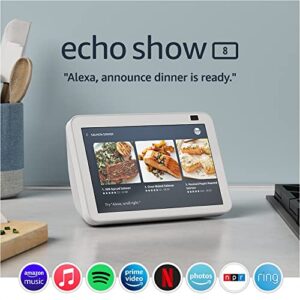 Echo Show 8 (2nd Gen, 2021 release) | HD smart display with Alexa and 13 MP camera | Glacier White