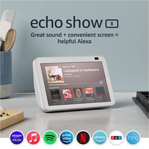 Echo Show 8 (2nd Gen, 2021 release) | HD smart display with Alexa and 13 MP camera | Glacier White