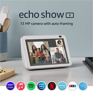 Echo Show 8 (2nd Gen, 2021 release) | HD smart display with Alexa and 13 MP camera | Glacier White