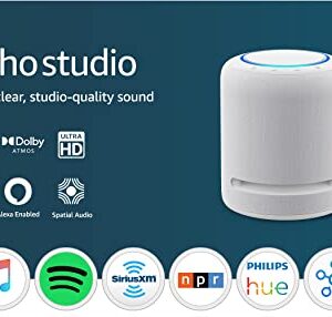 Echo Studio | Our best-sounding smart speaker ever - With Dolby Atmos, spatial audio processing technology, and Alexa | Glacier White