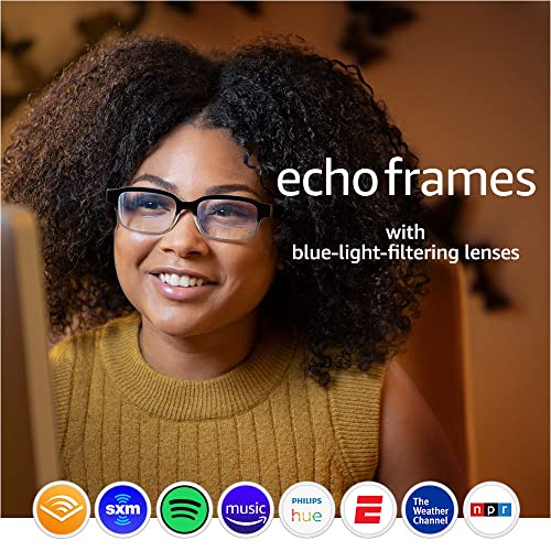 Echo Frames (2nd Gen) | Smart audio glasses with Alexa | Quartz Gray with blue-light-filtering lenses