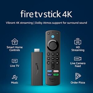 Fire TV Stick 4K, brilliant 4K streaming quality, TV and smart home controls, free and live TV