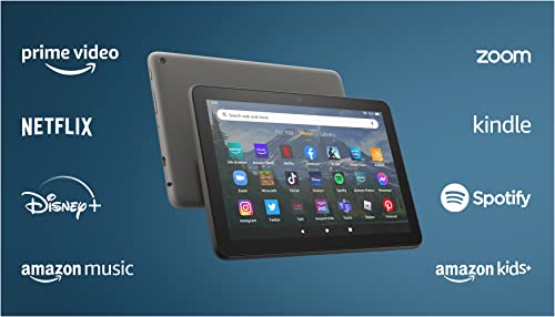 All-new Amazon Fire HD 8 Plus tablet, 8” HD Display, 32 GB, 30% faster processor, 3GB RAM, wireless charging, (2022 release), Gray