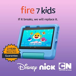 amazon fire 7 kids tablet, ages 3-7. top-selling 7″ kids tablet on amazon – 2022. set time limits, age filters, educational goals, and more with parental controls, blue