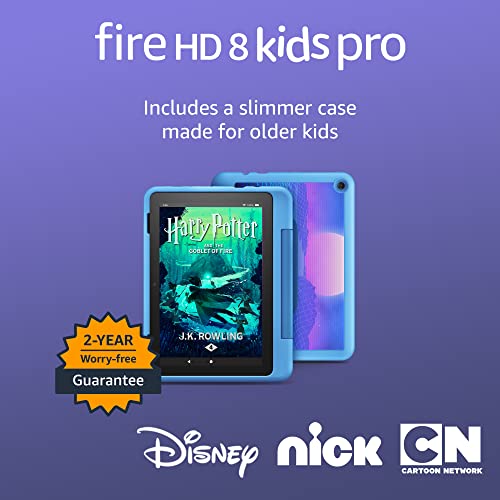 All-new Amazon Fire HD 8 Kids Pro tablet, 8" HD display, ages 6-12, 30% faster processor, 13 hours battery life, Kid-Friendly Case, 32 GB, (2022 release), Cyber Blue