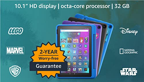 Amazon Fire HD 10 Kids Pro tablet, 10.1", 1080p Full HD, ages 6–12, 32 GB, (2021 release), named"Best Tablet for Big Kids" by Good Housekeeping, (2021 release), Sky Blue