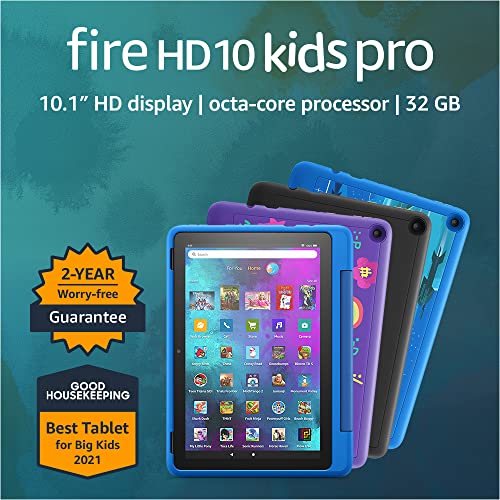 Amazon Fire HD 10 Kids Pro tablet, 10.1", 1080p Full HD, ages 6–12, 32 GB, (2021 release), named"Best Tablet for Big Kids" by Good Housekeeping, (2021 release), Sky Blue