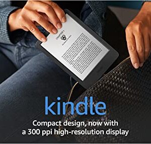 All-new Kindle (2022 release) – The lightest and most compact Kindle, now with a 6” 300 ppi high-resolution display, and 2x the storage - Black