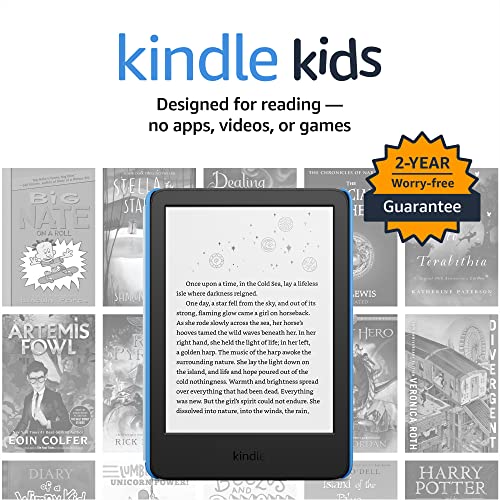 All-new Kindle Kids (2022 release) – Includes access to thousands of books, a cover, and a 2-year worry-free guarantee - Space Whale