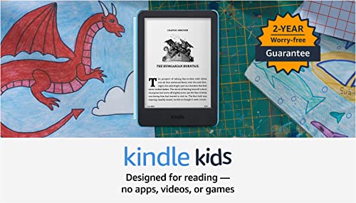 All-new Kindle Kids (2022 release) – Includes access to thousands of books, a cover, and a 2-year worry-free guarantee - Space Whale