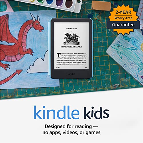 All-new Kindle Kids (2022 release) – Includes access to thousands of books, a cover, and a 2-year worry-free guarantee - Space Whale