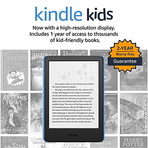 All-new Kindle Kids (2022 release) – Includes access to thousands of books, a cover, and a 2-year worry-free guarantee - Space Whale