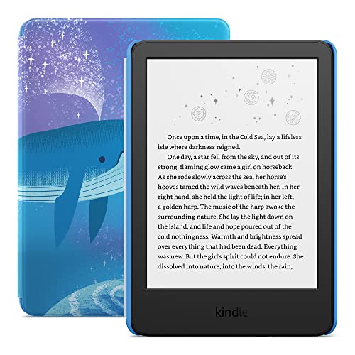 All-new Kindle Kids (2022 release) – Includes access to thousands of books, a cover, and a 2-year worry-free guarantee - Space Whale