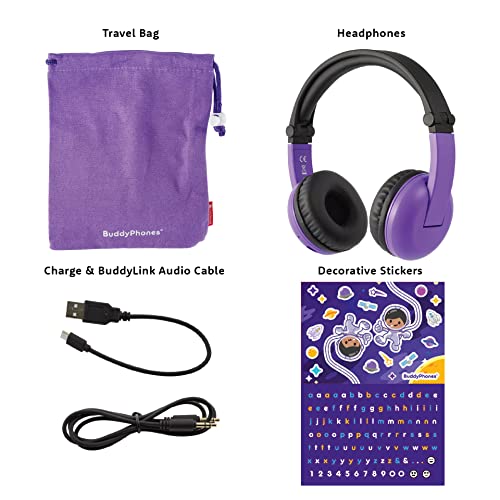 Made for Amazon Volume Limiting Bluetooth BuddyPhones, PlayTime in Purple. Ages (3-7)