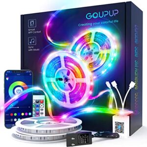 gupup 100 ft led strip lights,rope lights,bluetooth app control,color changing light strip,lights sync with music,para cuarto,led lights for bedroom…