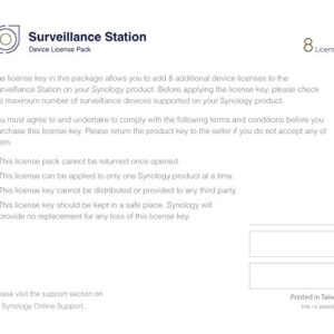 Synology IP Camera License Pack for 8 (CLP8)