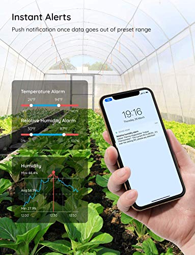 Govee Hygrometer Thermometer H5075, Bluetooth Indoor Room Temperature Monitor Greenhouse Thermometer with Remote App Control, Notification Alerts, 2 Years Data Storage Export