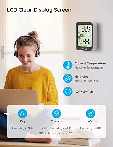 Govee Hygrometer Thermometer H5075, Bluetooth Indoor Room Temperature Monitor Greenhouse Thermometer with Remote App Control, Notification Alerts, 2 Years Data Storage Export