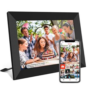 frameo 10.1 inch smart wifi digital photo frame 1280×800 ips lcd touch screen, auto-rotate portrait and landscape, built in 16gb memory, share moments instantly via frameo app from anywhere