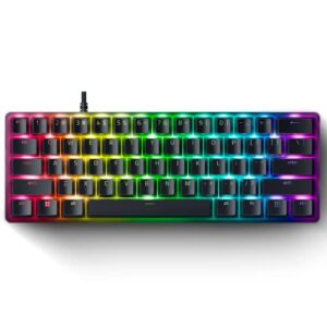 razer huntsman mini 60% gaming keyboard: fast keyboard switches – linear optical switches – chroma rgb lighting – pbt keycaps – onboard memory – classic black