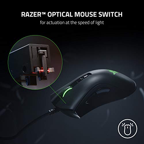 Razer DeathAdder V2 Gaming Mouse: 20K DPI Optical Sensor - Fastest Gaming Mouse Switch - Chroma RGB Lighting - 8 Programmable Buttons - Rubberized Side Grips - Classic Black