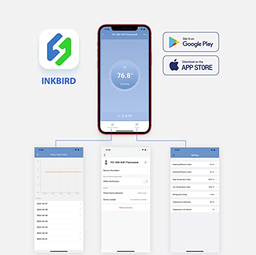 Inkbird WiFi ITC-308 Digital Temperature Controller Thermostat Remote Monitoring Controlling Home Brewing Fermentation Breeding Incubation Greenhouse