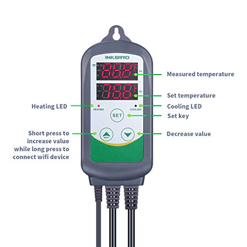 Inkbird WiFi ITC-308 Digital Temperature Controller Thermostat Remote Monitoring Controlling Home Brewing Fermentation Breeding Incubation Greenhouse