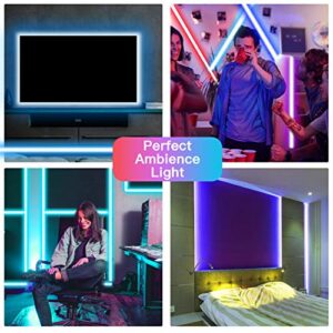 TJOY 50ft Bluetooth LED Strip Lights, Music Sync 5050 LED Light Strip RGB Color Changing LED Lights Strip with Phone Remote, LED Lights for Bedroom Kitchen TV Party TIKTOK DIY (APP+Remote +Mic)