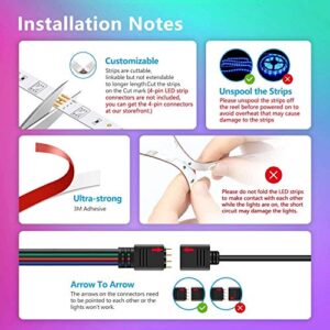 Nexillumi 65.6ft LED Lights for Bedroom Music Sync Color Changing RGB LED Strip Rope Lights 44-Key Remote, 5050 RGB LED Light Strips(APP+Remote+Mic)