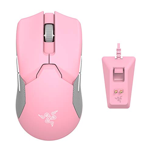 Razer Viper Ultimate Lightweight Wireless Gaming Mouse & RGB Charging Dock: Hyperspeed Wireless Technology - 20K DPI Optical Sensor - 78g - Optical Mouse Switch - 70 Hr Battery - Quartz Pink