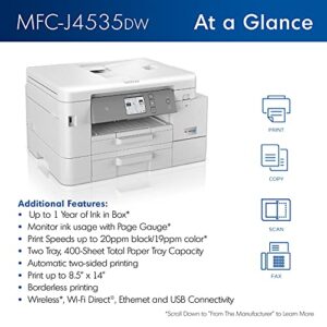 Brother MFC-J4535DW INKvestment-Tank All-in-One Color Inkjet Printer with NFC, Duplex and Wireless Printing Plus Up to 1-Year of Ink in-Box