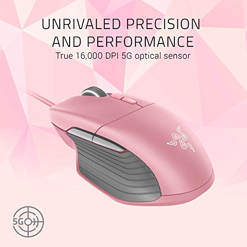 Razer Basilisk Gaming Mouse: 16,000 DPI Optical Sensor - Chroma RGB Lighting - 8 Programmable Buttons - Mechanical Switches - Customizable Scroll Resistance - Quartz Pink