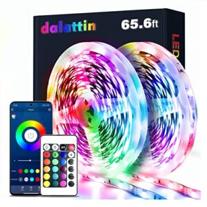 dalattin led strip lights 65.6ft rgb 5050 color changing led lights for bedroom music sync smart app and remote control for home dorm room party decoration