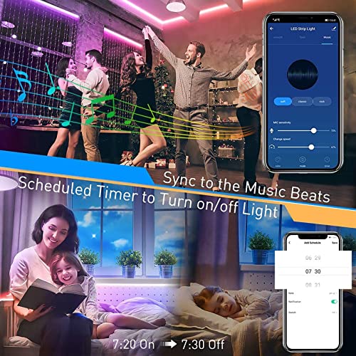 HitLights 32.8ft Smart LED Strip Lights, Color Changing Light Strips Works with Alexa, Google Home APP Control, Music Sync for Home Bedroom Party