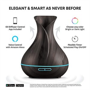 Smart WiFi Wireless Essential Oil Aromatherapy 400ml Ultrasonic Diffuser & Humidifier with Alexa & Google Home Phone App & Voice Control - Create Schedules - LED & Timer Settings