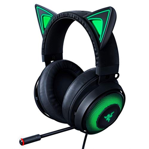 Razer Kraken Kitty RGB USB Gaming Headset: THX 7.1 Spatial Surround Sound - Chroma RGB Lighting - Retractable Active Noise Cancelling Mic - Lightweight Aluminum Frame - for PC - Classic Black