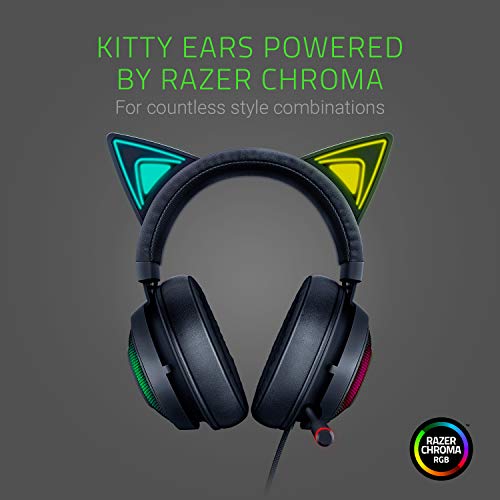 Razer Kraken Kitty RGB USB Gaming Headset: THX 7.1 Spatial Surround Sound - Chroma RGB Lighting - Retractable Active Noise Cancelling Mic - Lightweight Aluminum Frame - for PC - Classic Black
