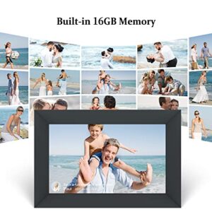 AEEZO 10.1 Inch WiFi Digital Picture Frame, IPS Touch Screen Smart Cloud Photo Frame with 16GB Storage, Easy Setup to Share Photos or Videos via Frameo APP, Auto-Rotate, Wall Mountable (Black)