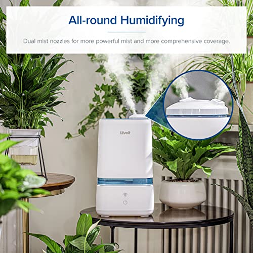 LEVOIT Humidifiers for Bedroom, Smart Wi-Fi Cool Mist Essential Oils Diffuser in One, 4L Ultrasonic Air Vaporizer for Plants, Baby, Quiet for Home Large Room, Nursery, 40H