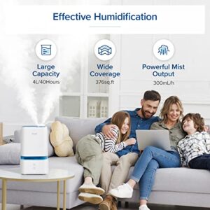 LEVOIT Humidifiers for Bedroom, Smart Wi-Fi Cool Mist Essential Oils Diffuser in One, 4L Ultrasonic Air Vaporizer for Plants, Baby, Quiet for Home Large Room, Nursery, 40H