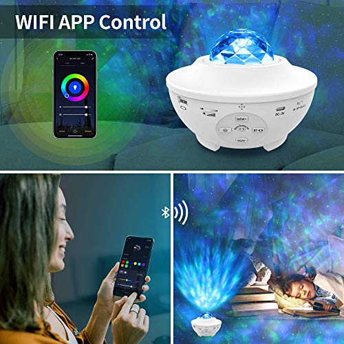 Galaxy Light Projector, Star Projector Night Light Bluetooth Music Speaker Starry Light Projector for Bedroom Kids Decor Party Ceiling, Work with Alexa & Google Asistant Smart WiFi Remote Control