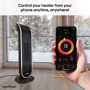 atomi smart 25" WiFi Portable Tower Space Heater - 2nd Gen, 1500W, Oscillating, 750 Sq. Ft. Coverage, Works with Alexa & Google Assistant, Beeping Sound Removed