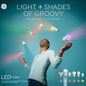 GE LED+ Color Changing Light Bulbs, 18 Colors & 5 Light Modes, No App or Wi-Fi Required, Remote Included, A19 Light Bulb (1 Pack)