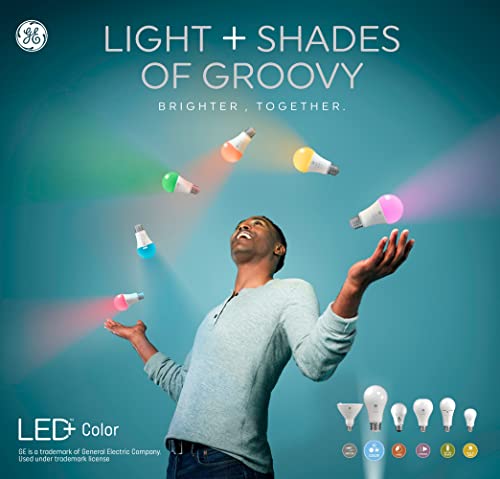 GE LED+ Color Changing Light Bulbs, 18 Colors & 5 Light Modes, No App or Wi-Fi Required, Remote Included, A19 Light Bulb (1 Pack)