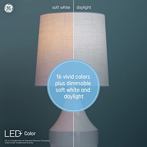 GE LED+ Color Changing Light Bulbs, 18 Colors & 5 Light Modes, No App or Wi-Fi Required, Remote Included, A19 Light Bulb (1 Pack)