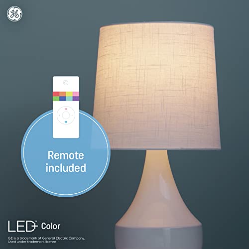 GE LED+ Color Changing Light Bulbs, 18 Colors & 5 Light Modes, No App or Wi-Fi Required, Remote Included, A19 Light Bulb (1 Pack)