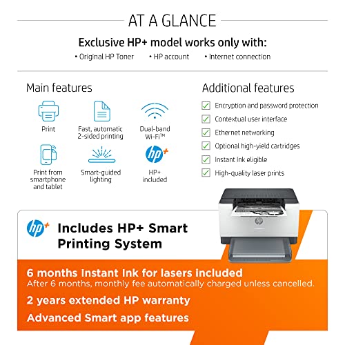 HP LaserJet M209dwe Wireless Black & White Printer with HP+ and 6 Months Free-cartridges (6GW62E)